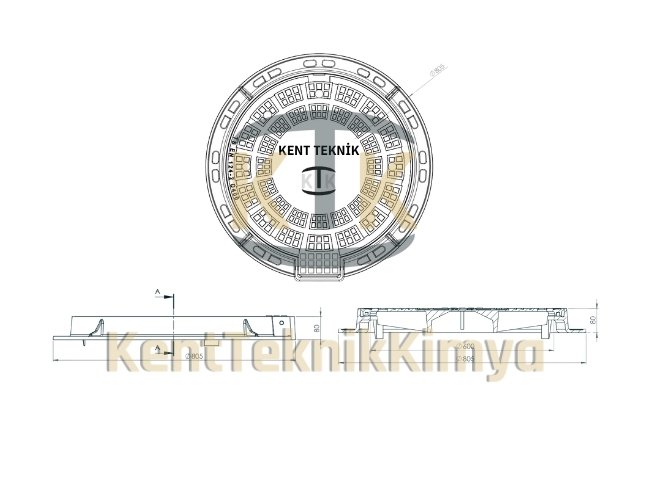 AK-DKT-600-B125-B2 Menteşeli Döküm Rögar Kapağı Takımı (B125) görsel 3