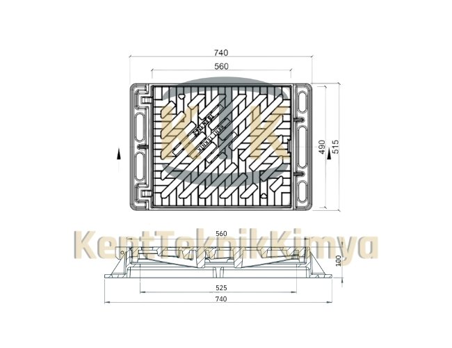 AK-DIT-5070-D400 Döküm Yağmursuyu Izgara Takımı 450x525 (D400) görsel 3