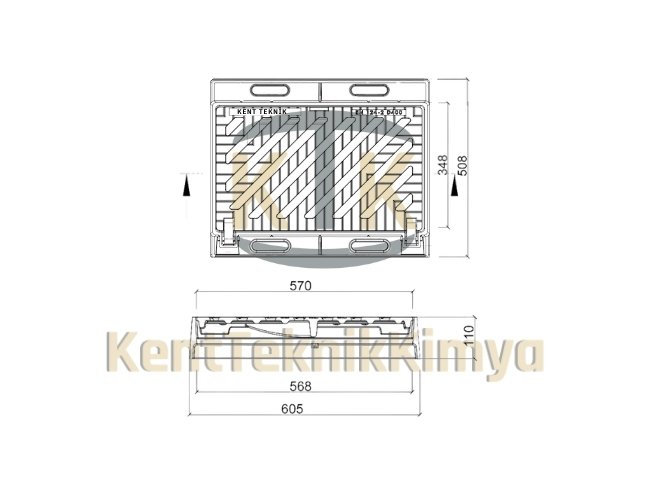 AK-DIT-4560-D400 Döküm Yağmursuyu Izgara Takımı 292x568 (D400) görsel 3