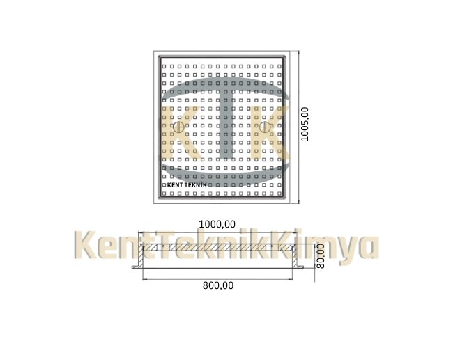 AK-DKT-600-B125-B7 Döküm Rögar Kapağı Kare 1000mm (B125) görsel 2